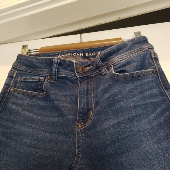 American Eagle 'Stretch Kick Boot' Distressed Split Front Hem Very Cute!  Sz 6 - Picture 2 of 8